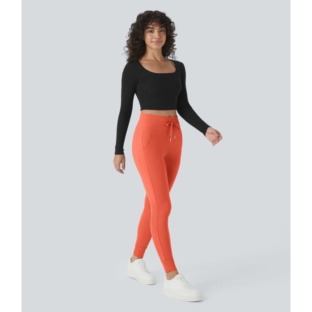 NWT Halara Softlyzero Plush High Waisted Drawstring Joggers in Tigerlily Size XS - Picture 2 of 10